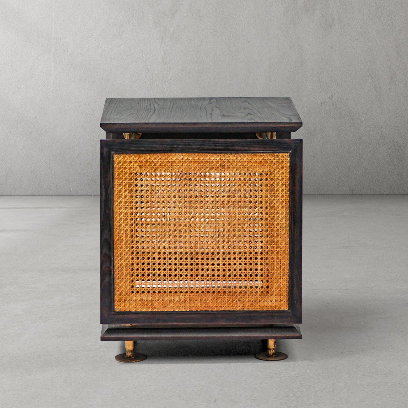 Hand-Forged Metal Woven Rattan Side Table - Image 2