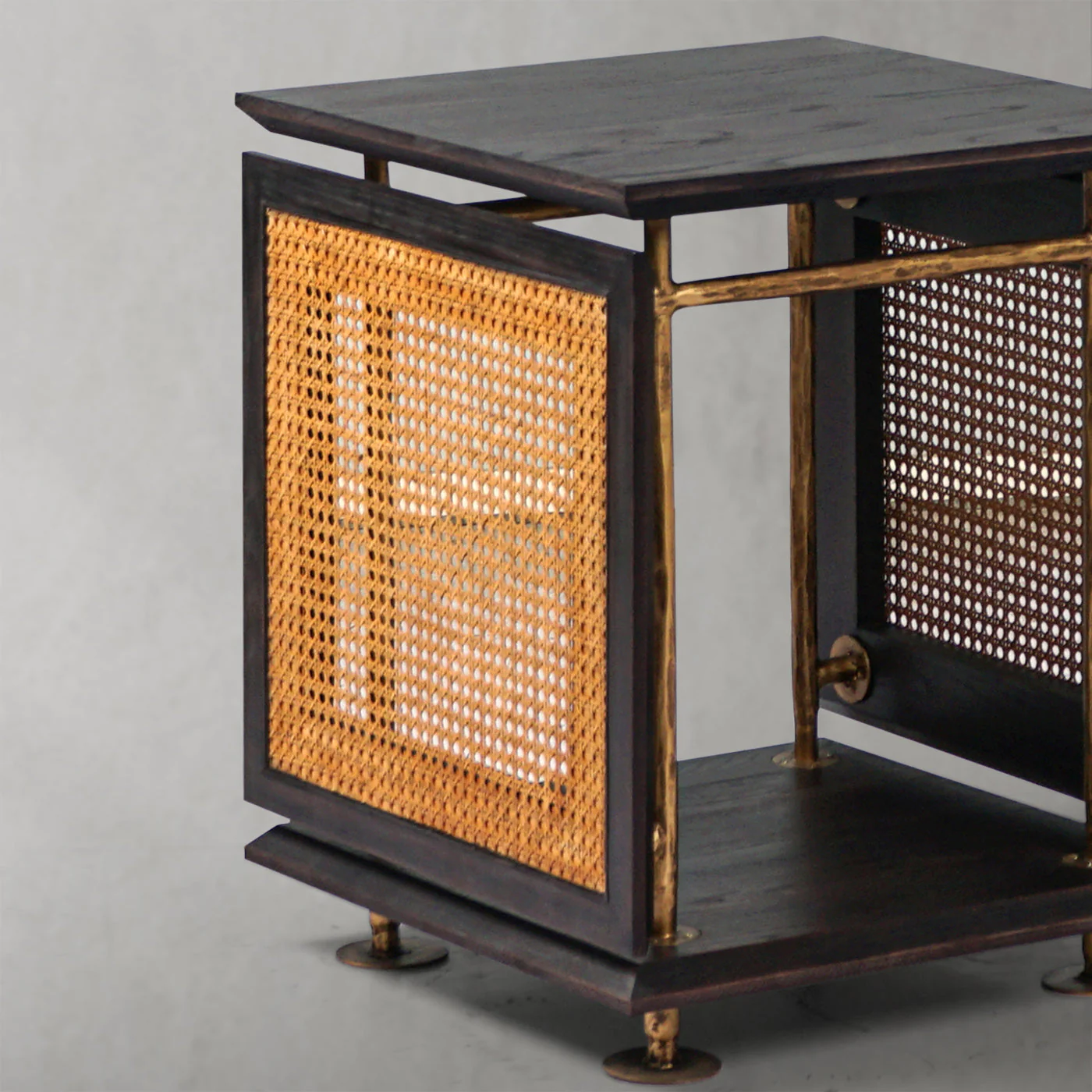 Hand-Forged Metal Woven Rattan Side Table - Image 6