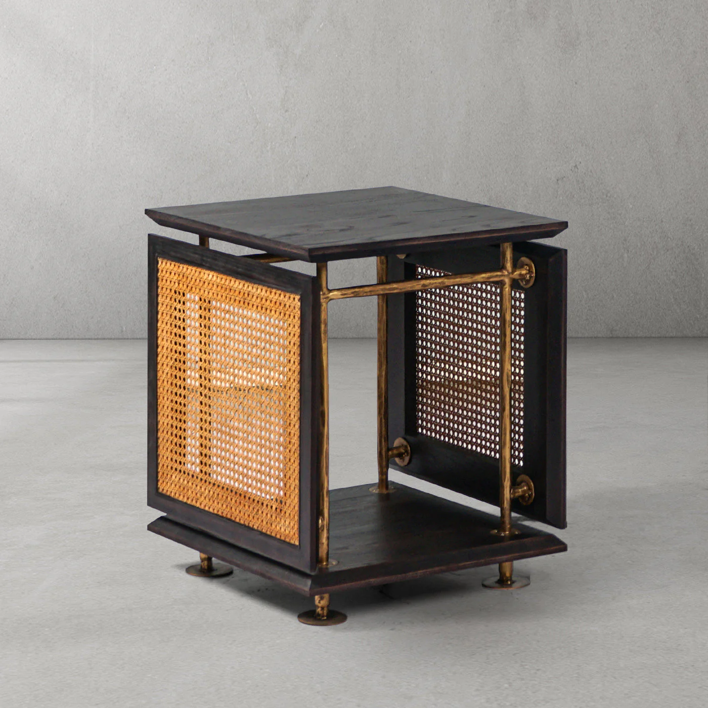 Hand-Forged Metal Woven Rattan Side Table - Image 8