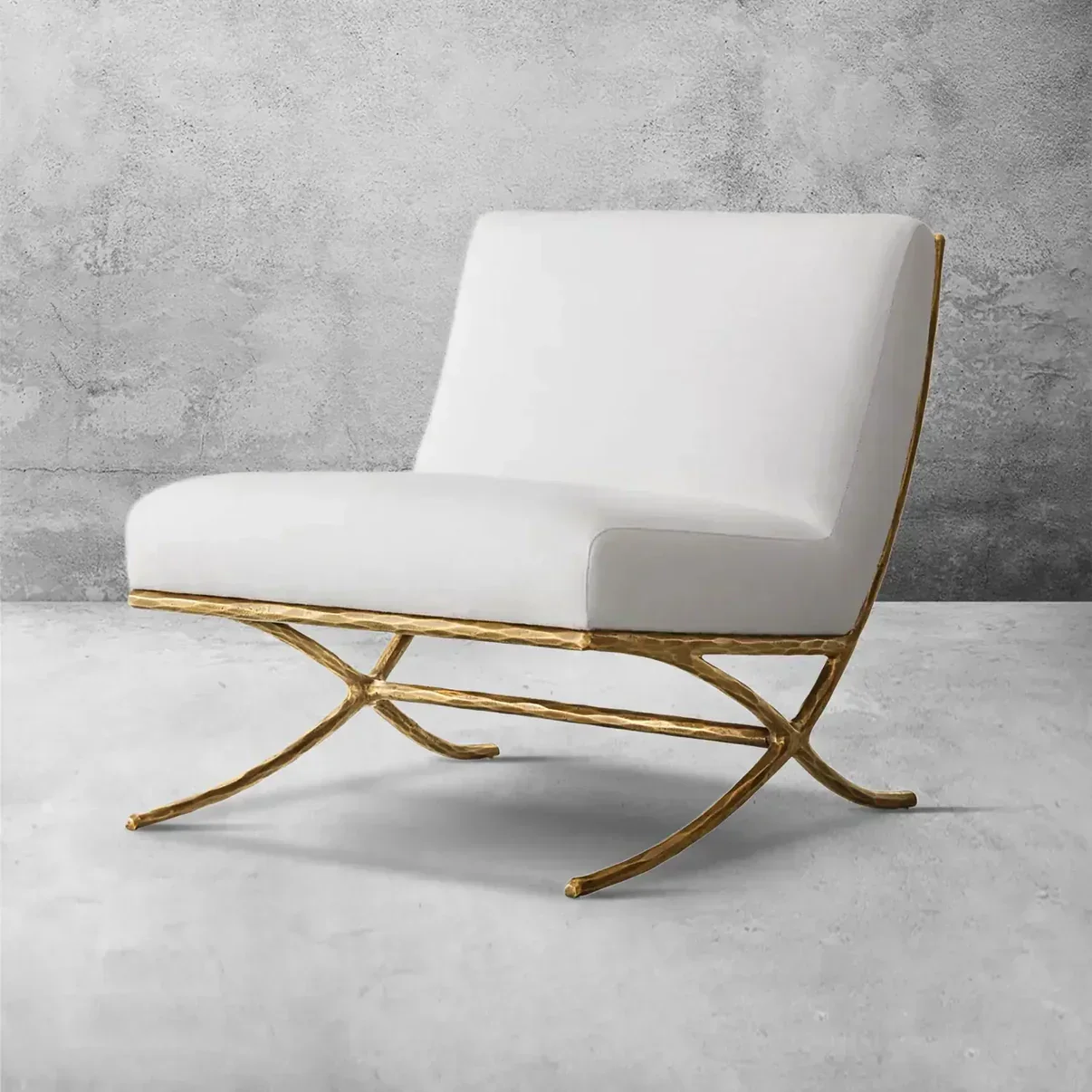 Hand-Forged Metal X-base Leather Slipper Chair - Image 10