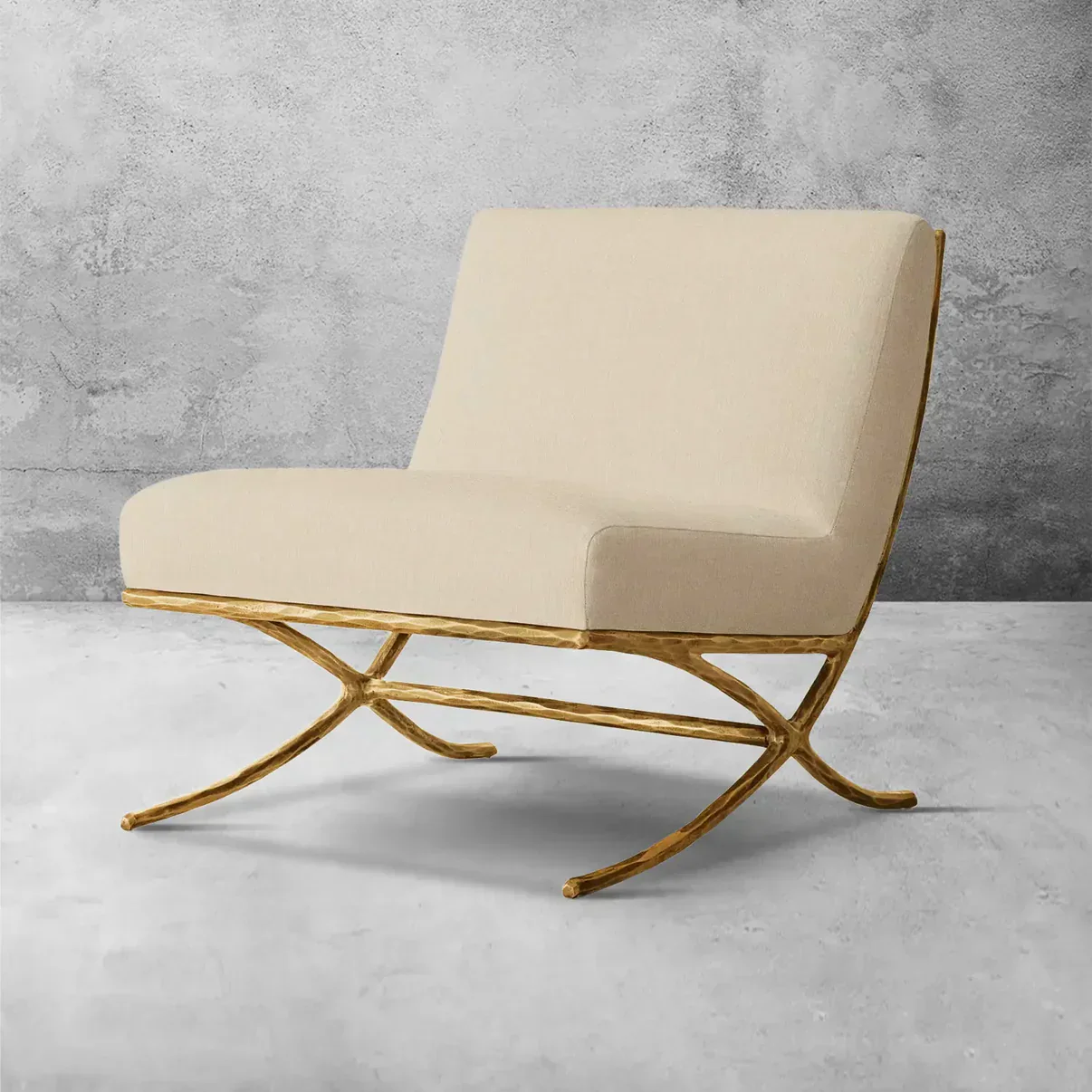 Hand-Forged Metal X-base Leather Slipper Chair - Image 12