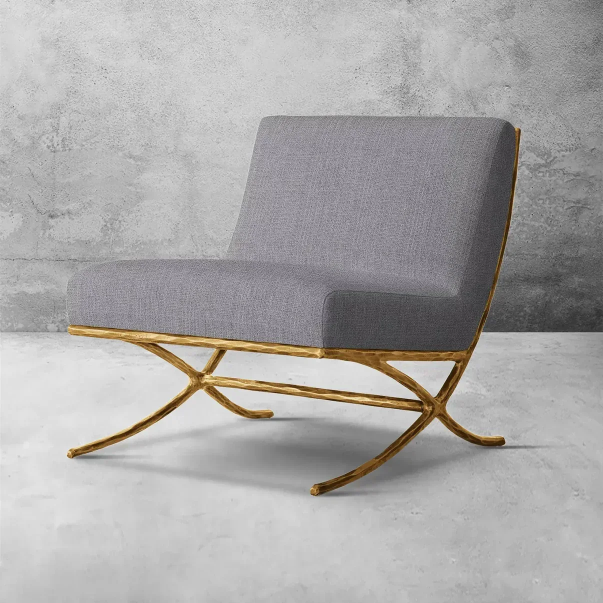 Hand-Forged Metal X-base Leather Slipper Chair - Image 4