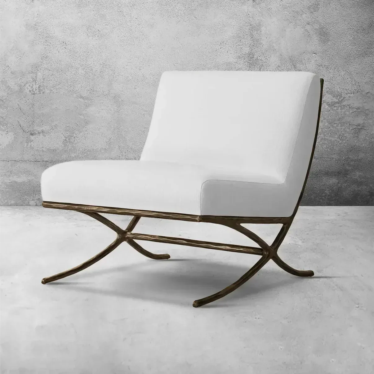 Hand-Forged Metal X-base Leather Slipper Chair - Image 8