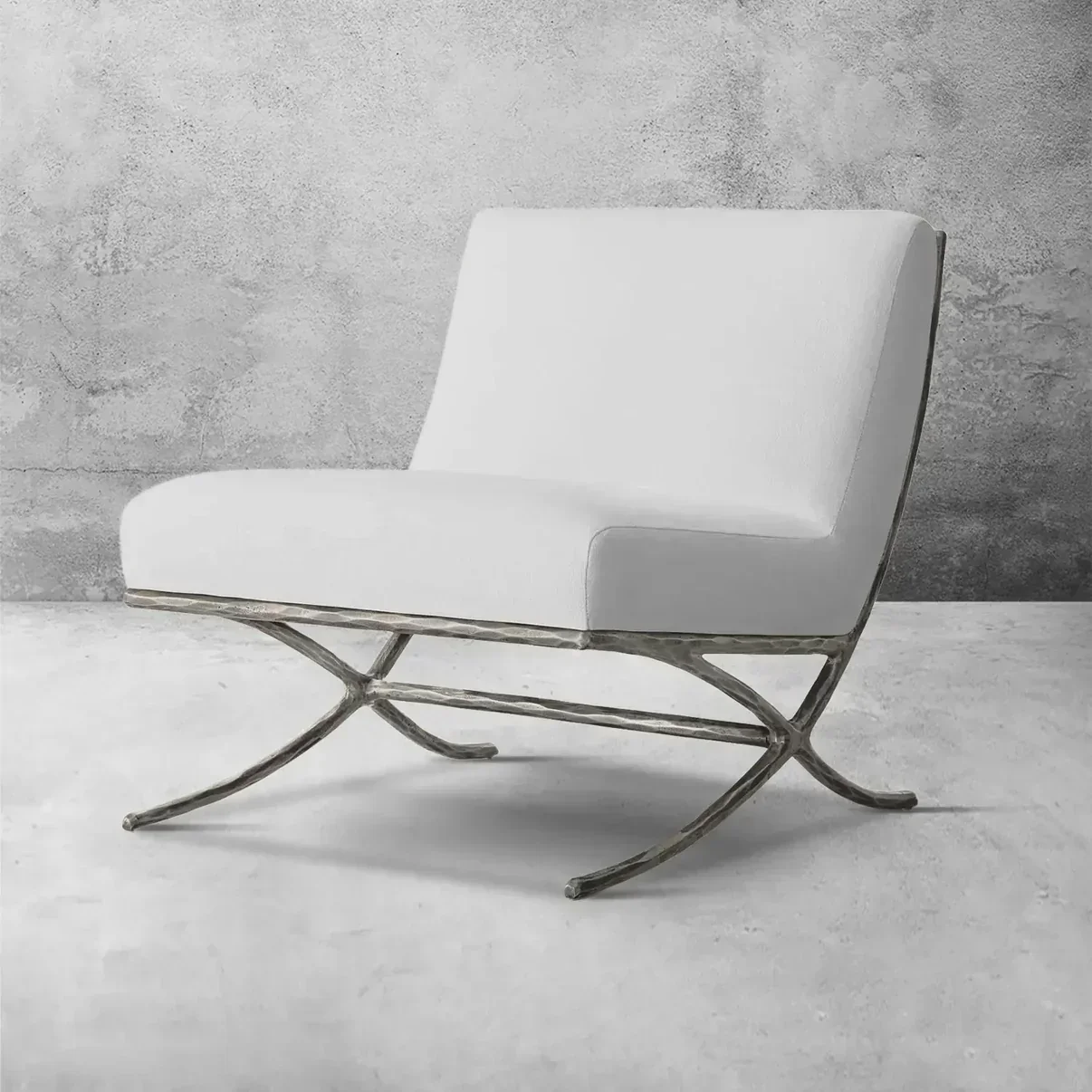 Hand-Forged Metal X-base Leather Slipper Chair - Image 9