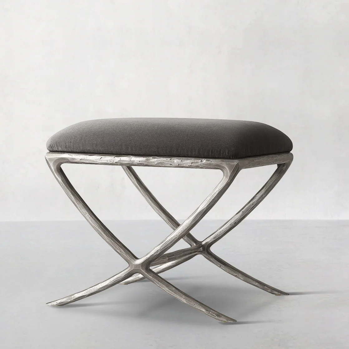Hand-Forged Metal X-base Stool - Image 14