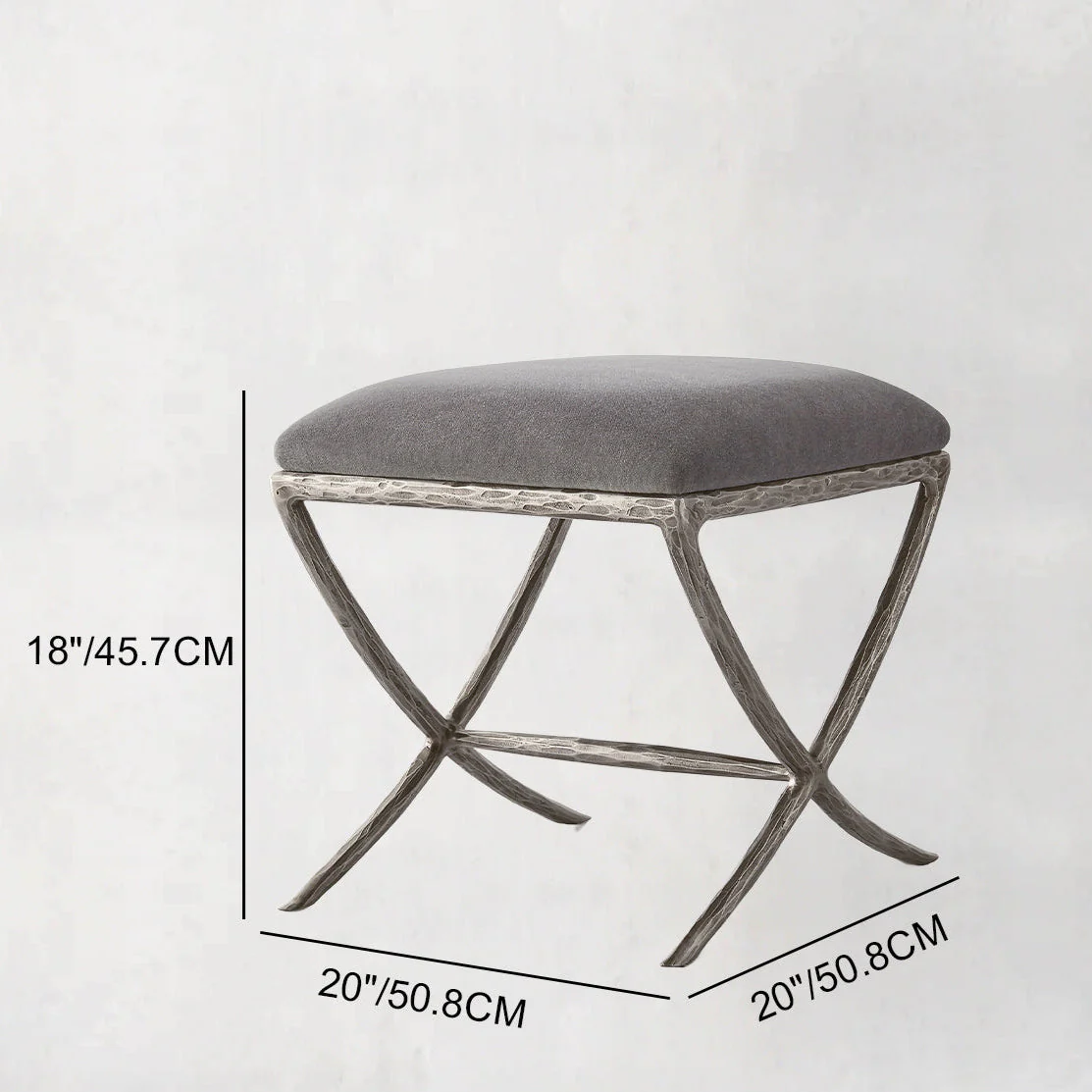 Hand-Forged Metal X-base Stool - Image 4