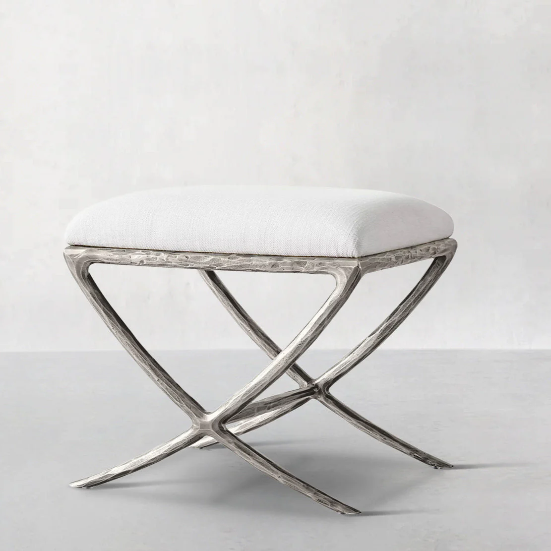 Hand-Forged Metal X-base Stool - Image 9