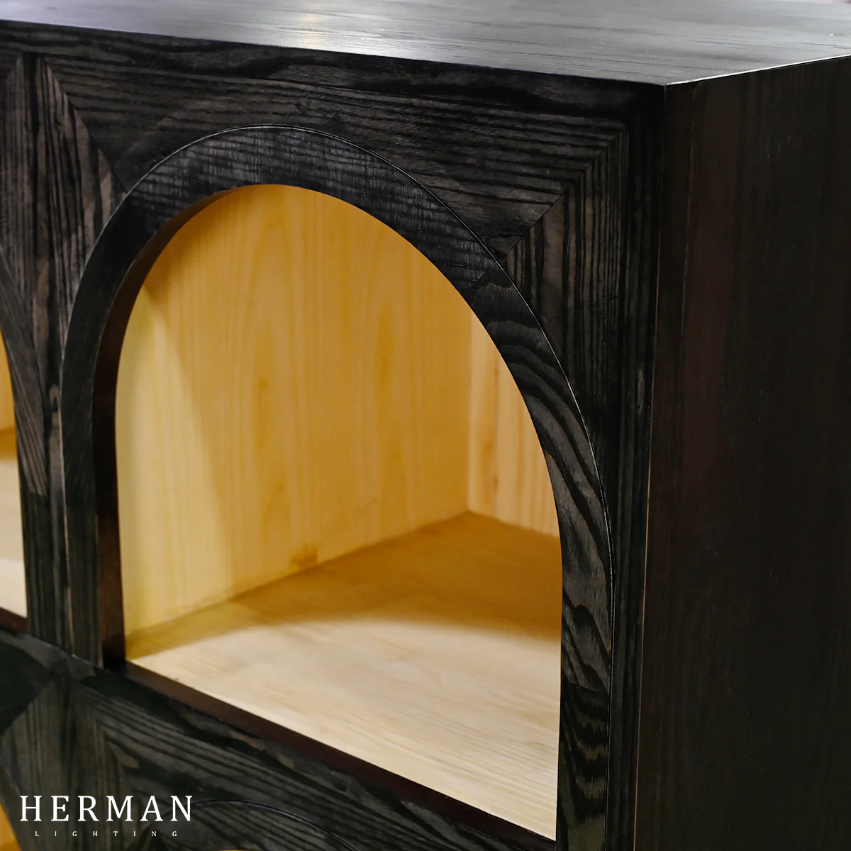 Hattie Arched Storage Cabinet  in Oak 60.75"W - Image 13