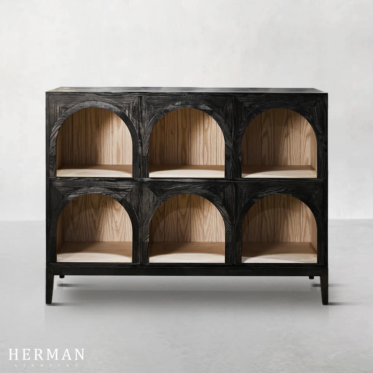 Hattie Arched Storage Cabinet  in Oak 60.75"W - Image 3