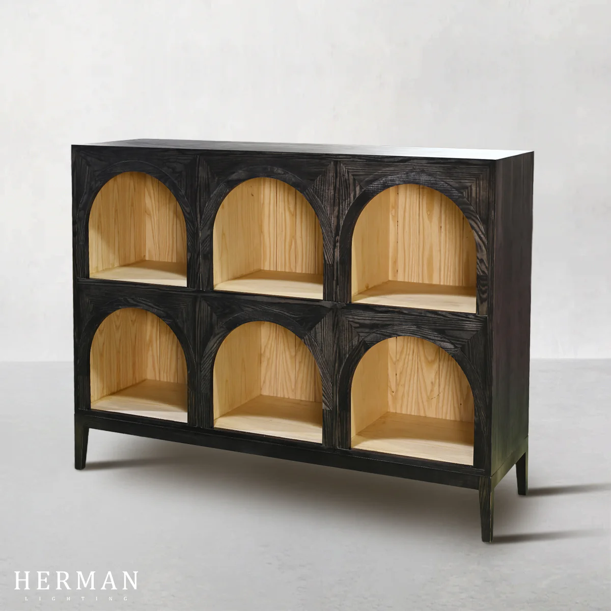 Hattie Arched Storage Cabinet  in Oak 60.75"W - Image 4