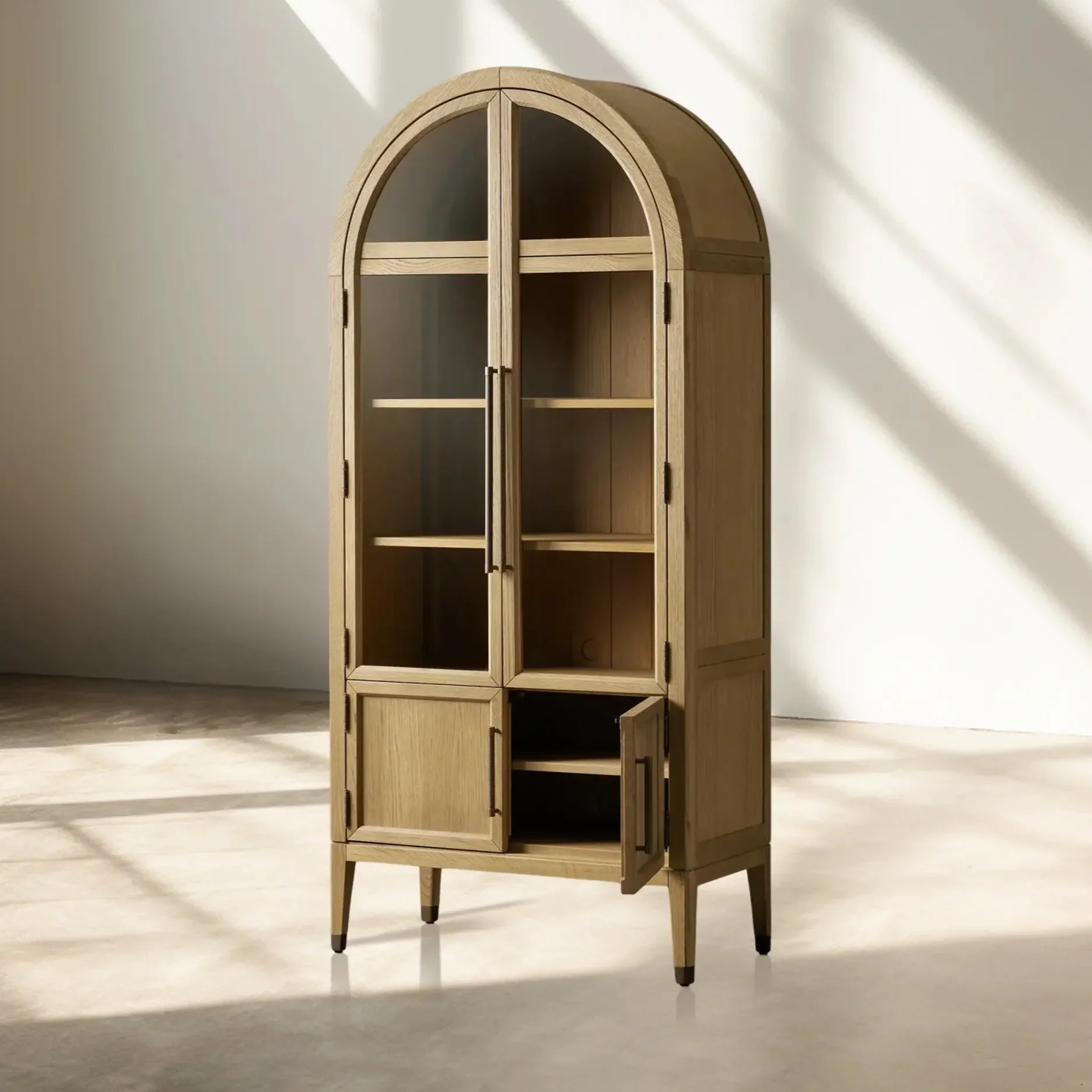 Hattie Glass Accent Cabinet in Oak 36"W 46"W - Image 16