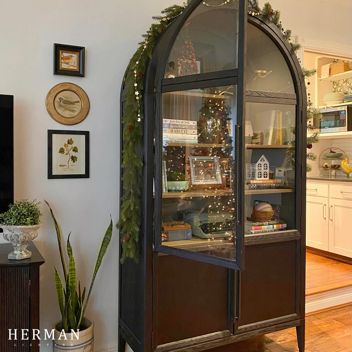 Hattie Glass Accent Cabinet in Oak 36"W 46"W - Image 5