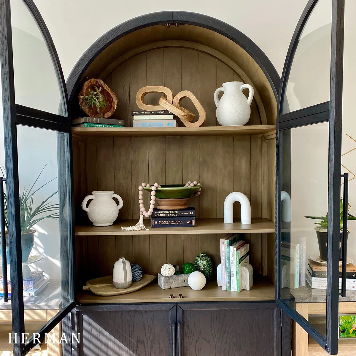 Hattie Glass Accent Cabinet in Oak 36"W 46"W - Image 9