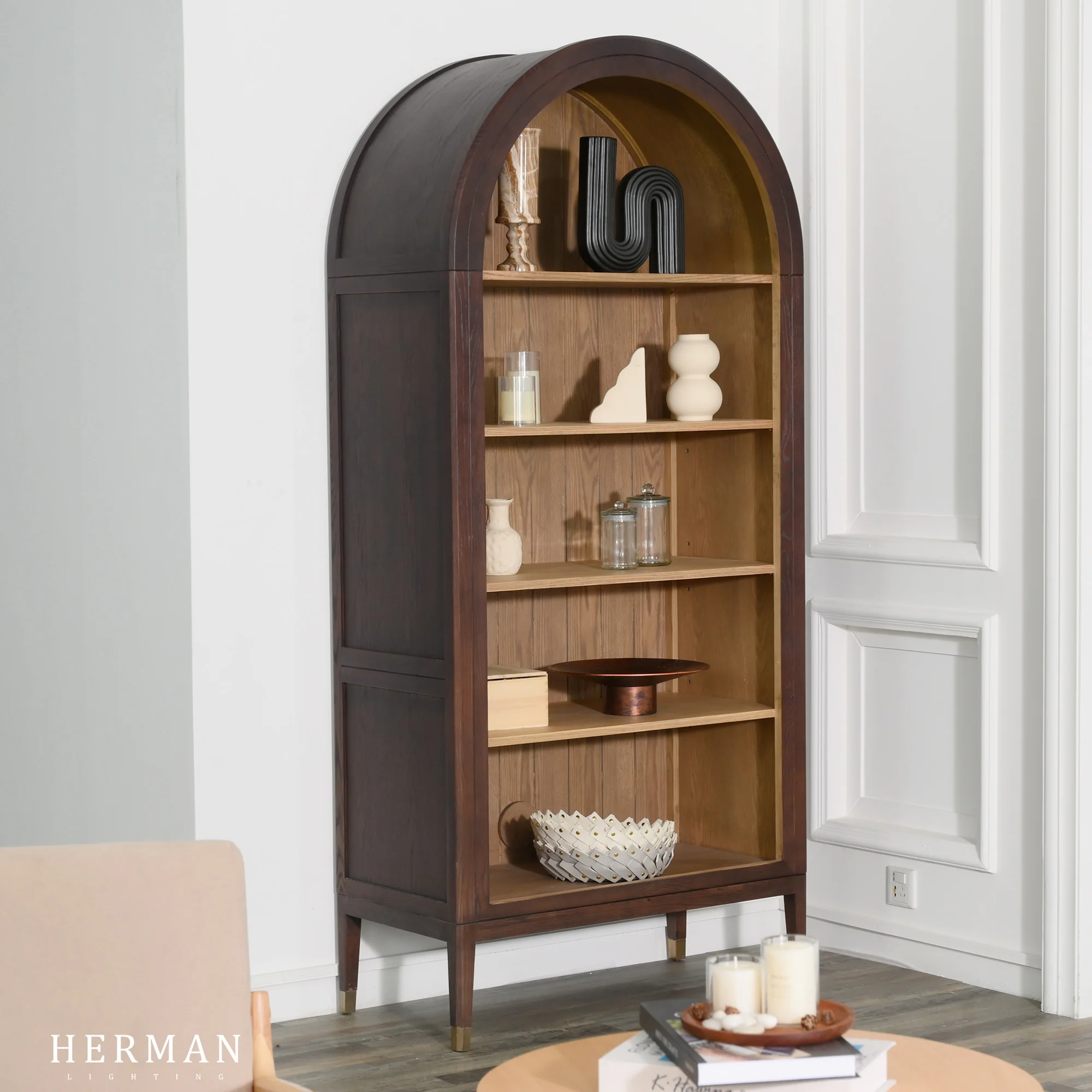 Hattie Open Bookcase in Oak 36"W 46"W - Image 2