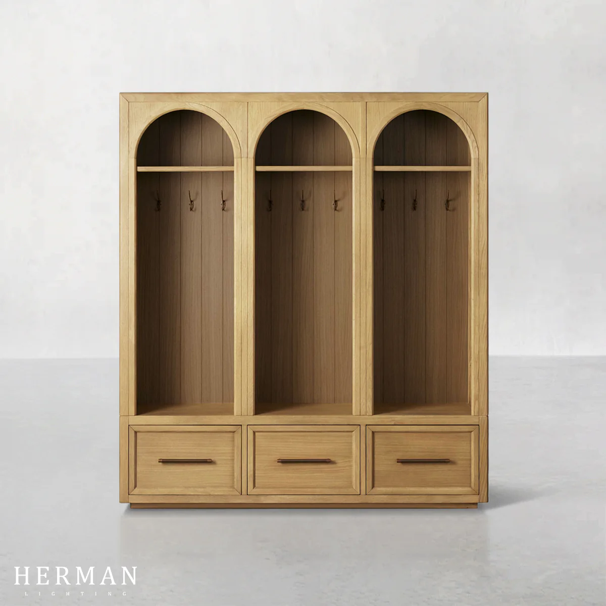 Hattie Triple Entryway Cabinet in Oak 69.75"W - Image 3