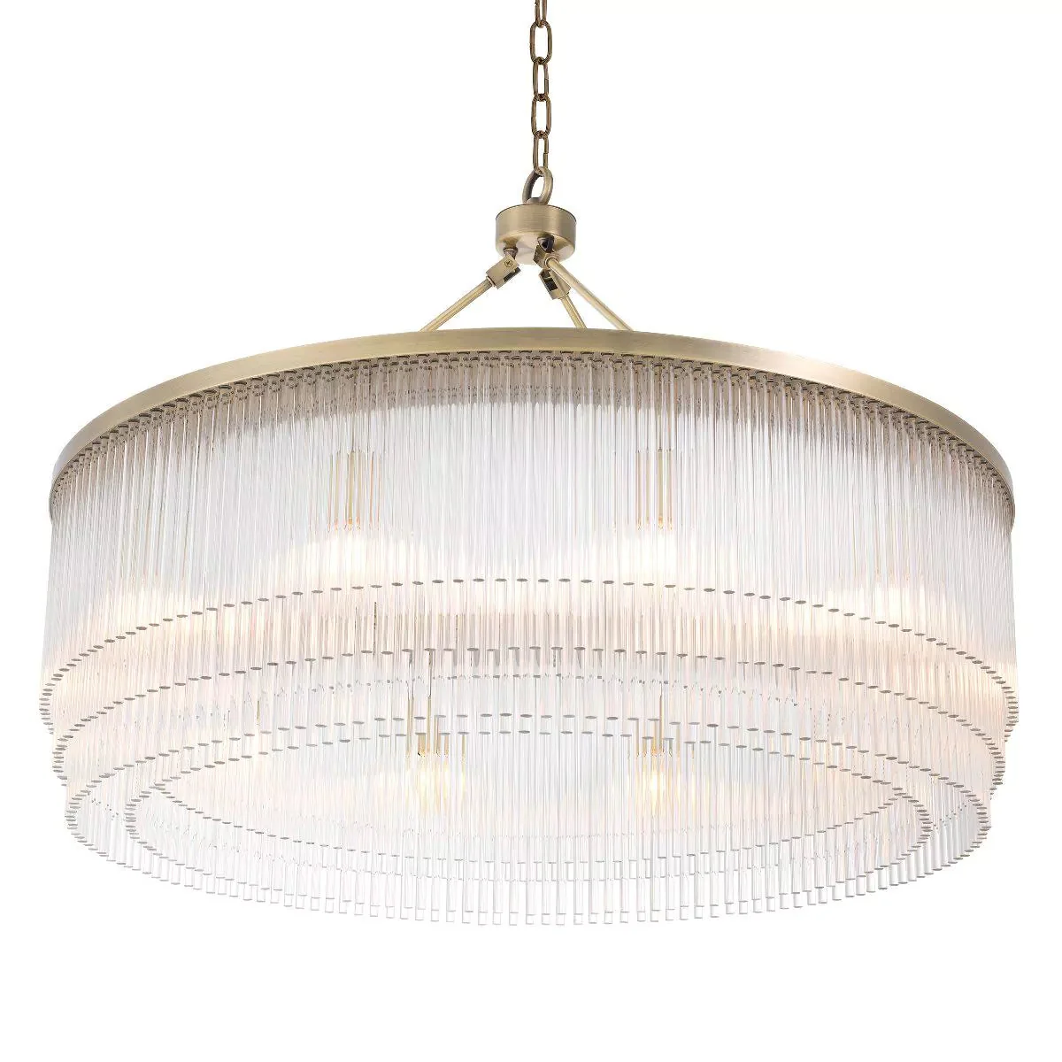Hector L Modern Brass Glass Chandelier - (Light Brushed Brass Finish/Clear Glass) - Image 4