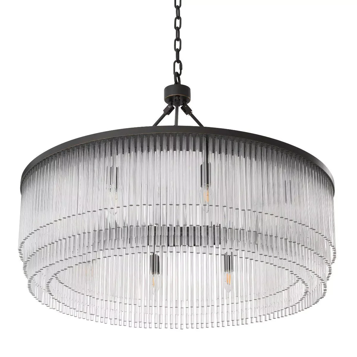 Hector L Modern Brass Glass Chandelier - (Light Brushed Brass Finish/Clear Glass) - Image 8