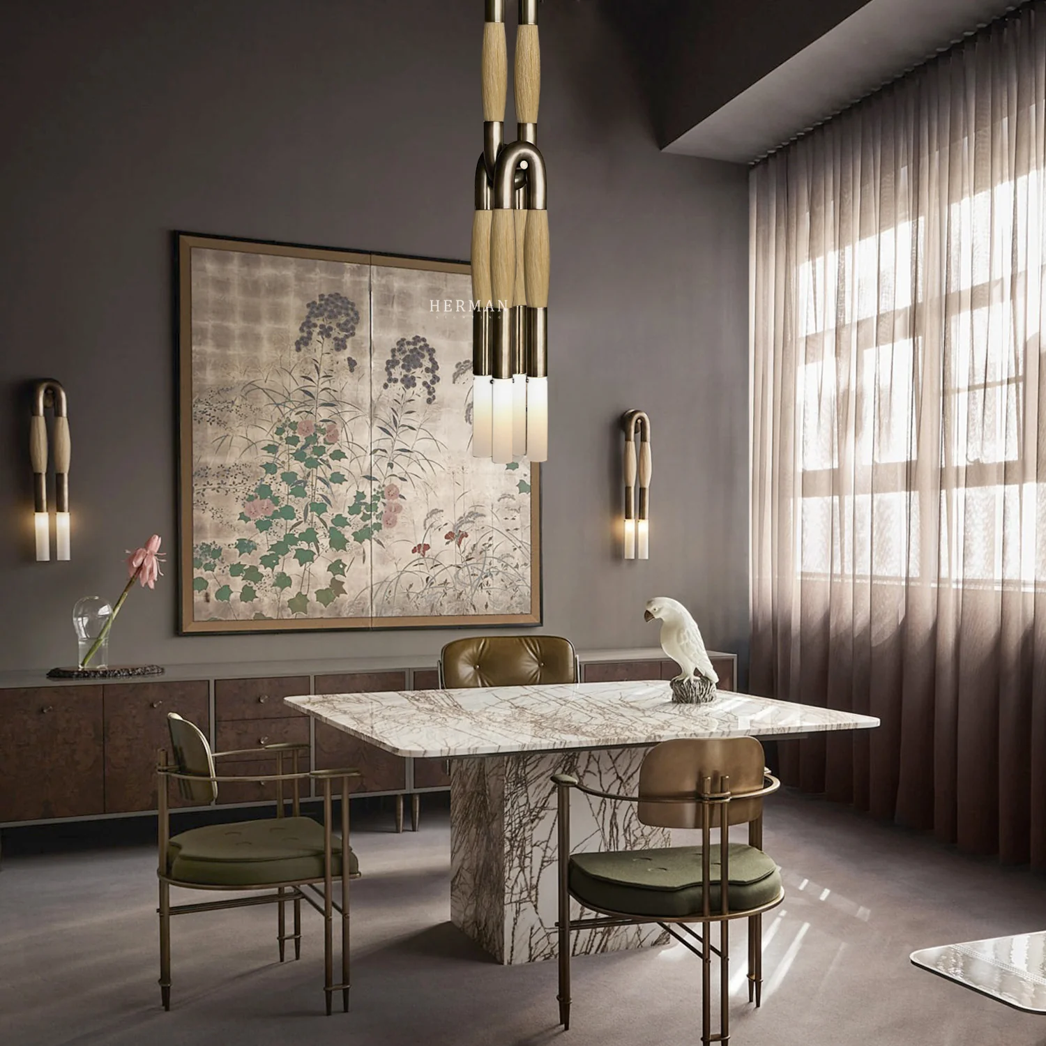 Heritage Horsehair 4-Light Pendant - Image 44