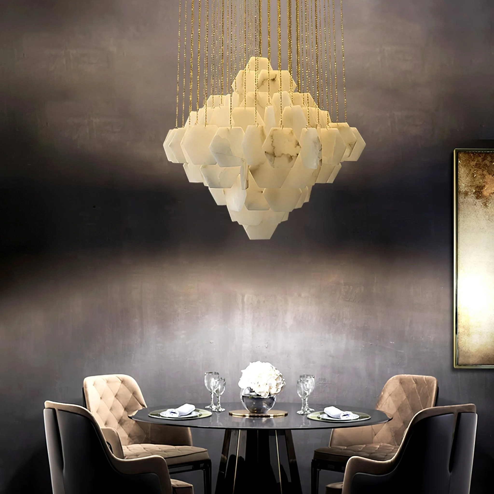 Hexa Alabaster Cascade Chandelier - Image 15