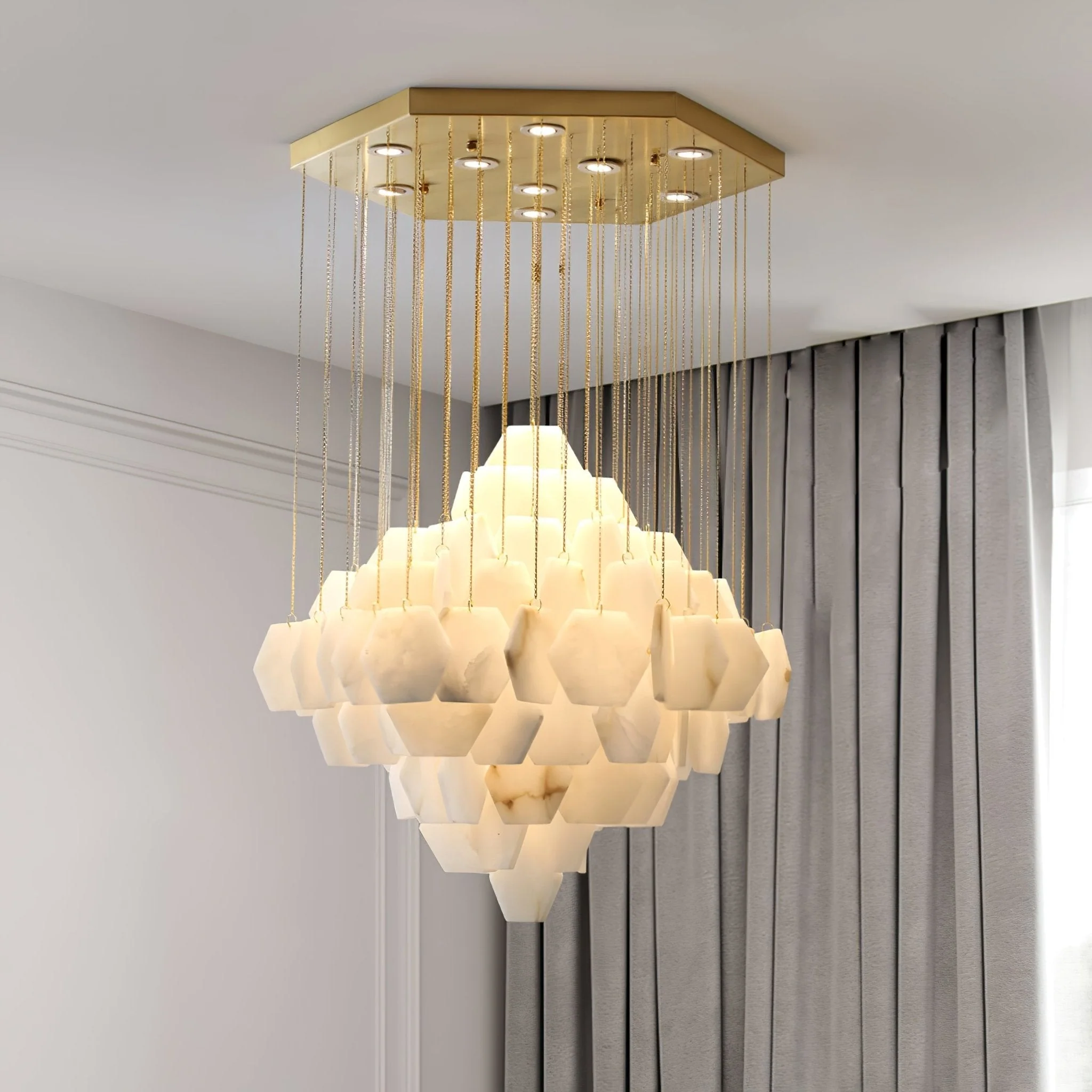 Hexa Alabaster Cascade Chandelier - Image 3