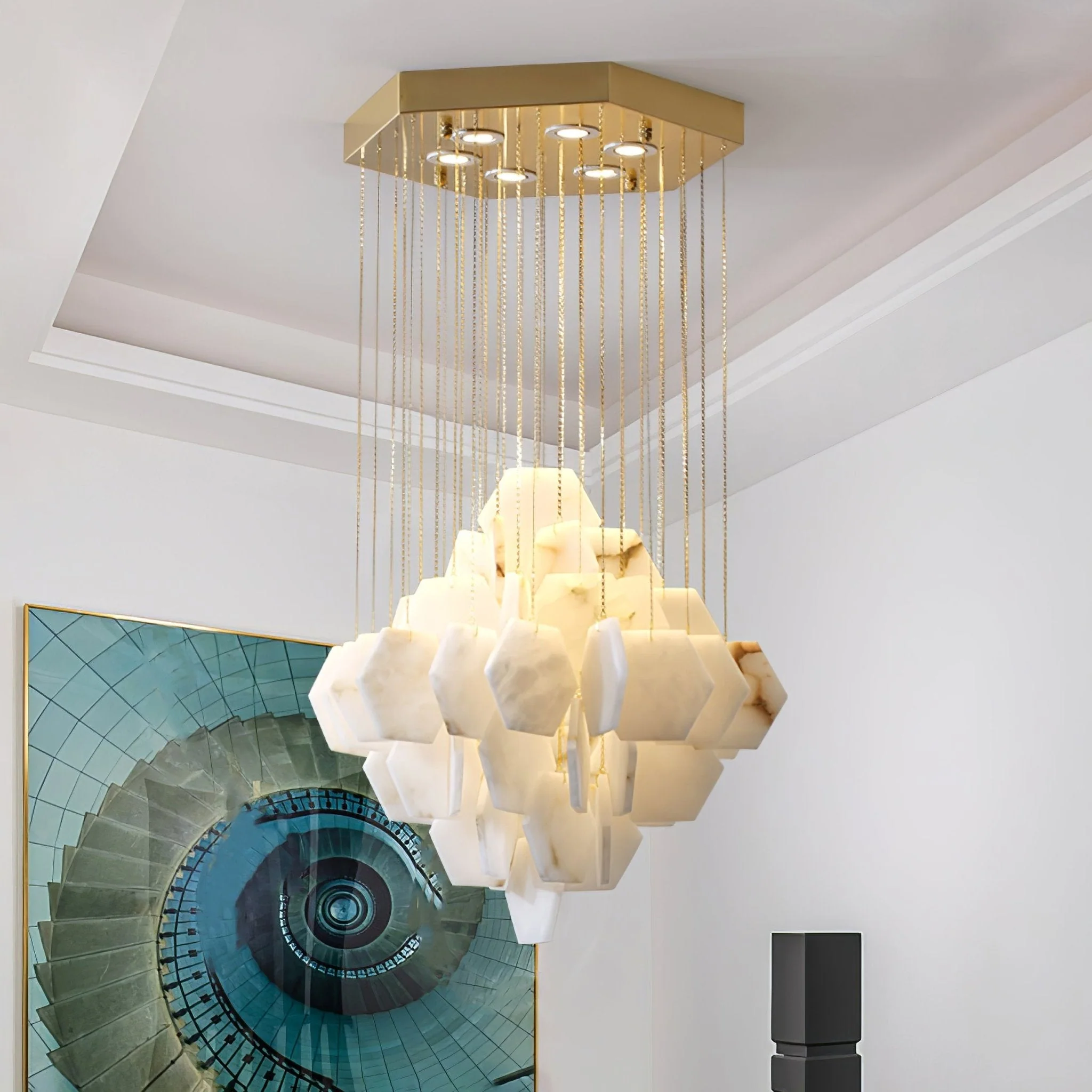 Hexa Alabaster Cascade Chandelier - Image 5