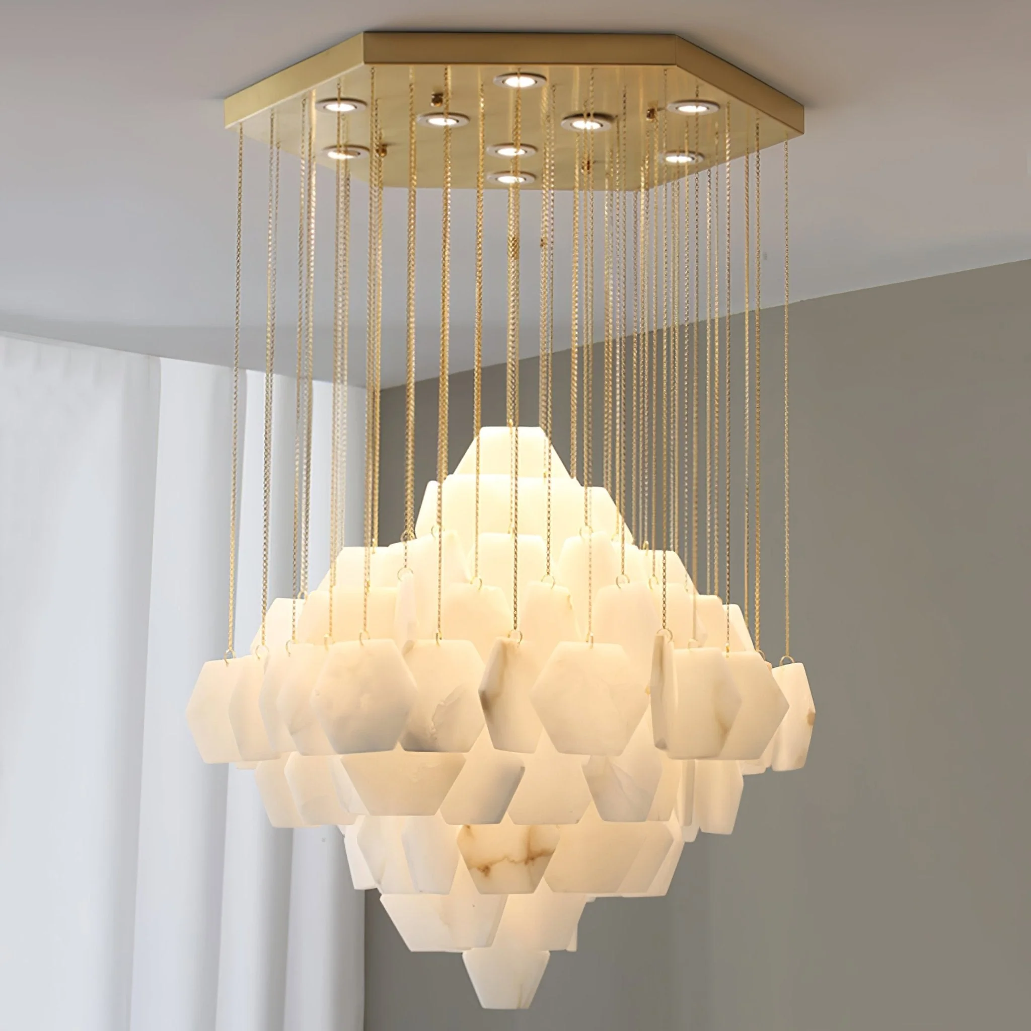 Hexa Alabaster Cascade Chandelier - Image 8