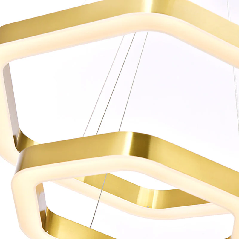 Hexagon 2-tier Golden Round Chandelier 16"+24" - Image 10