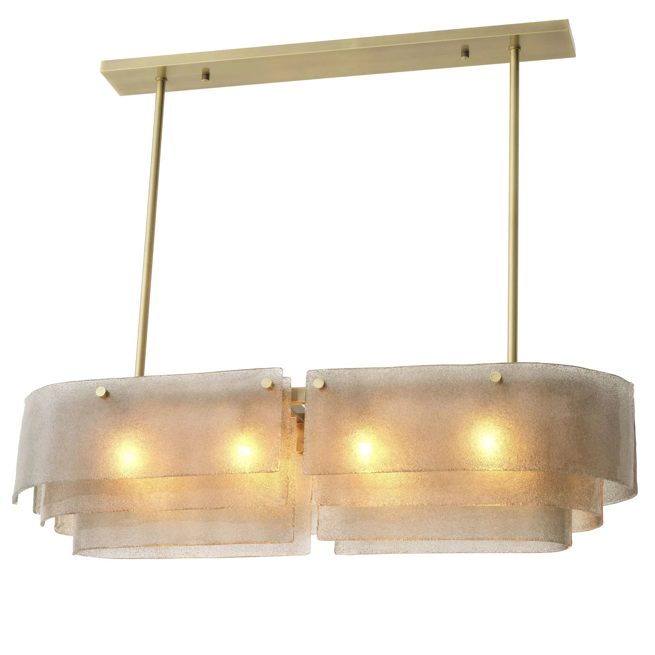 Joy of Light Modern Brass Chandelier  - (Light Brushed Brass Finish | Hand Blown Glass) - Image 4