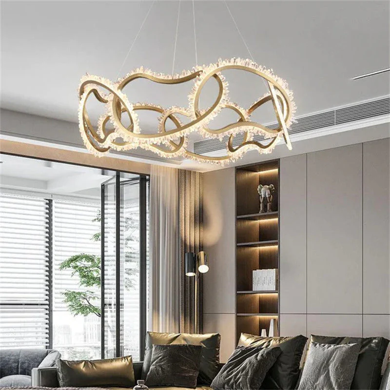 July Modern Rock Crystal Multi Ring Chandelier - Image 2