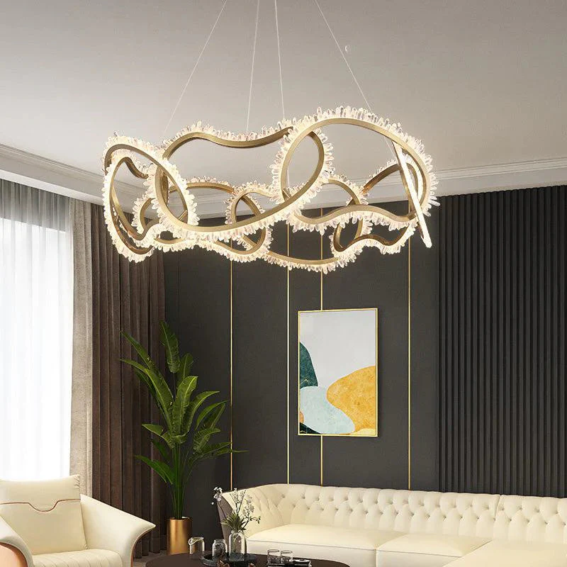 July Modern Rock Crystal Multi Ring Chandelier - Image 3