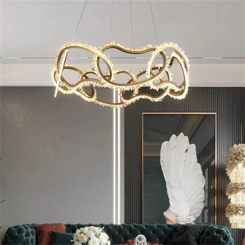 July Modern Rock Crystal Multi Ring Chandelier - Image 4