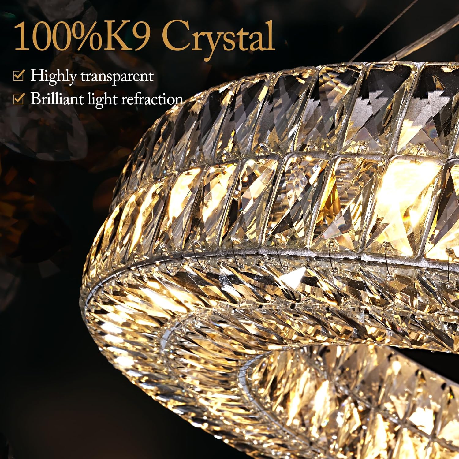 K9 Crystal Round/Rectangular Chandelier 32" - Image 3