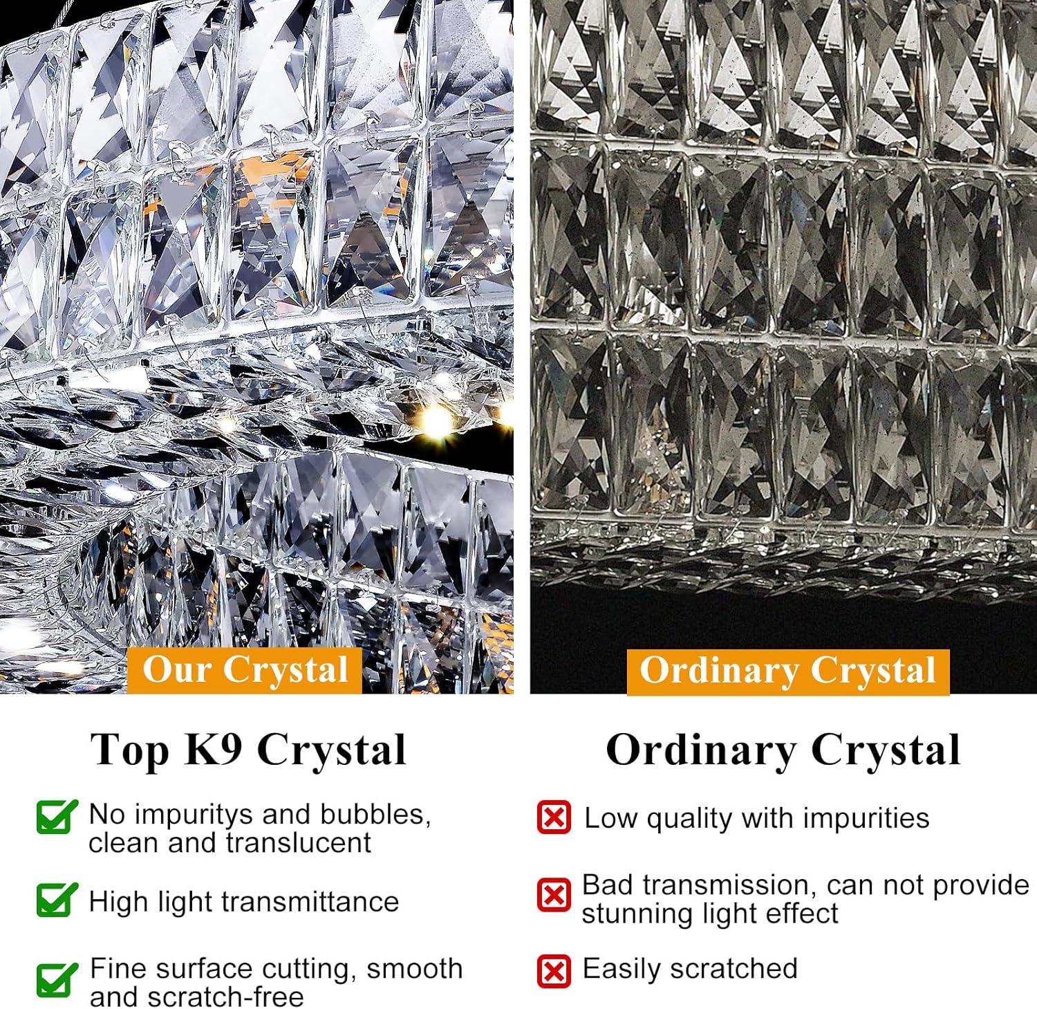 K9 Crystal Round/Rectangular Chandelier 32" - Image 4