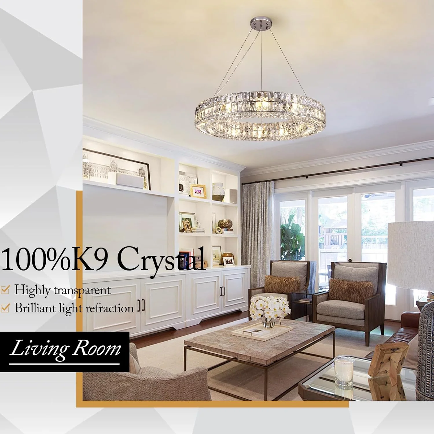 K9 Crystal Round/Rectangular Chandelier 32" - Image 8