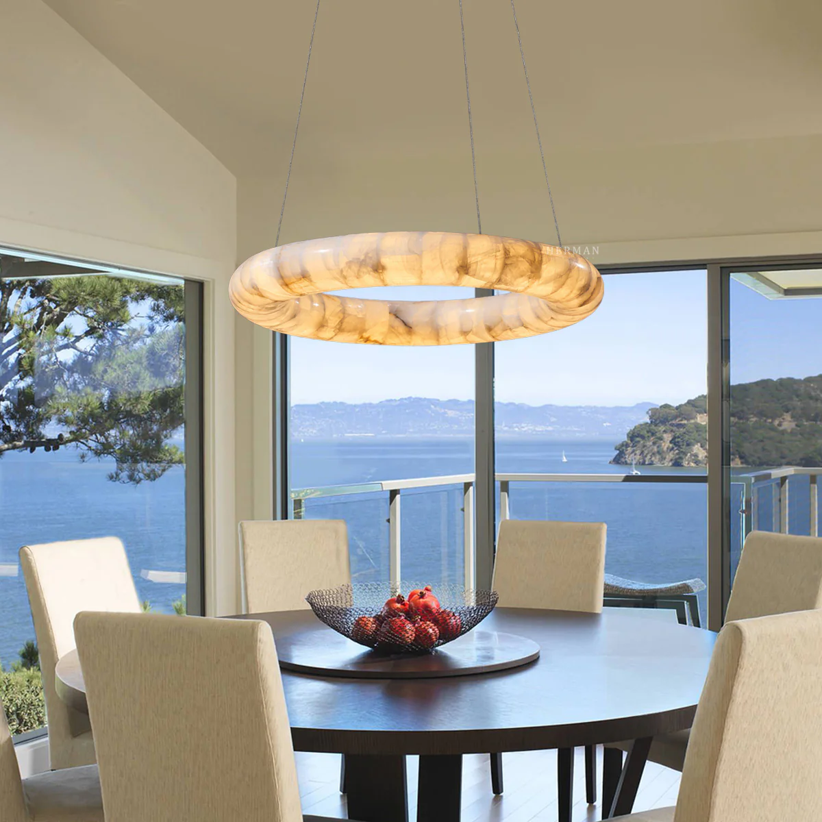 Karen Alabaster Ring Chandelier - Image 2