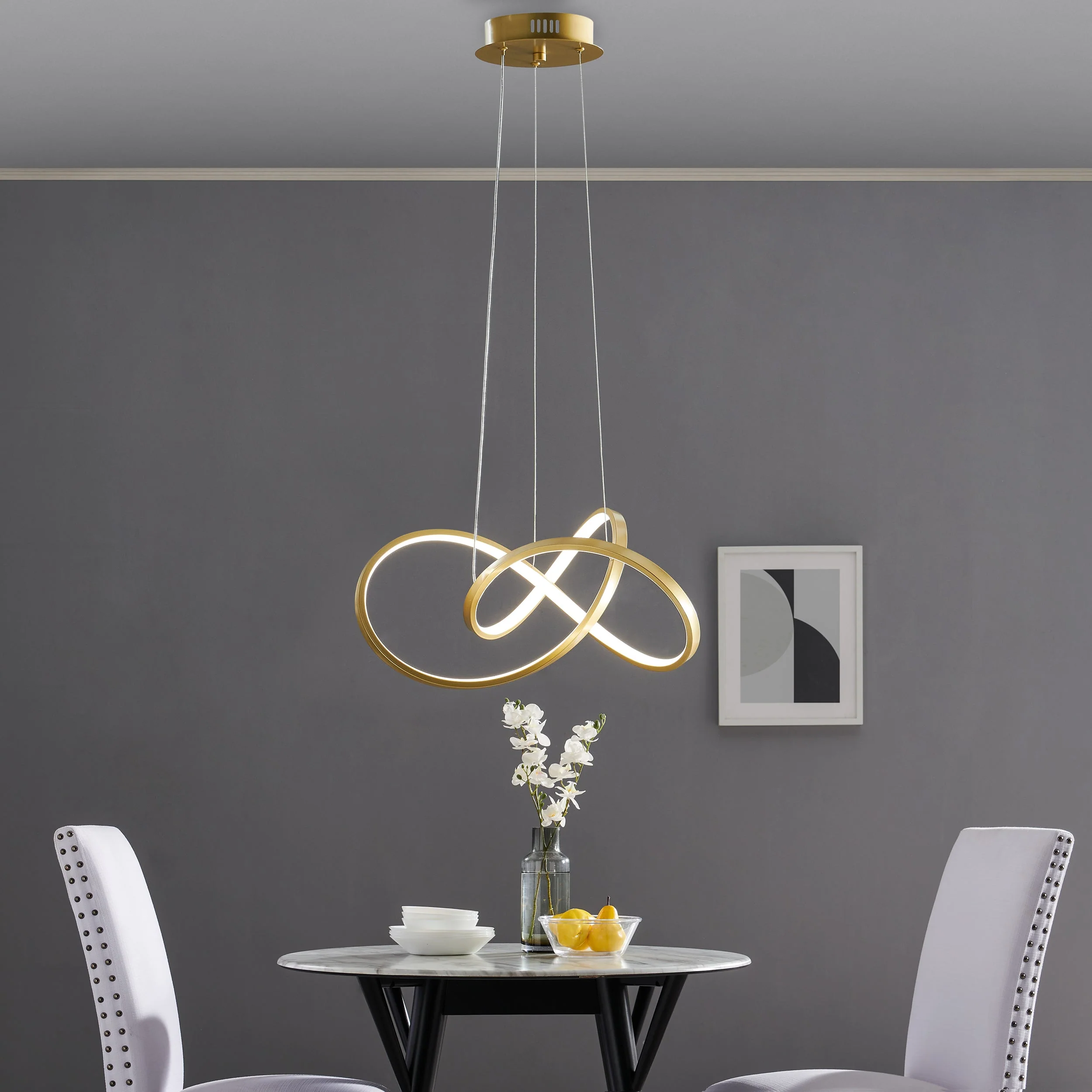 Knotted LED Dimmable Chandelier // Sandy Gold - Image 2