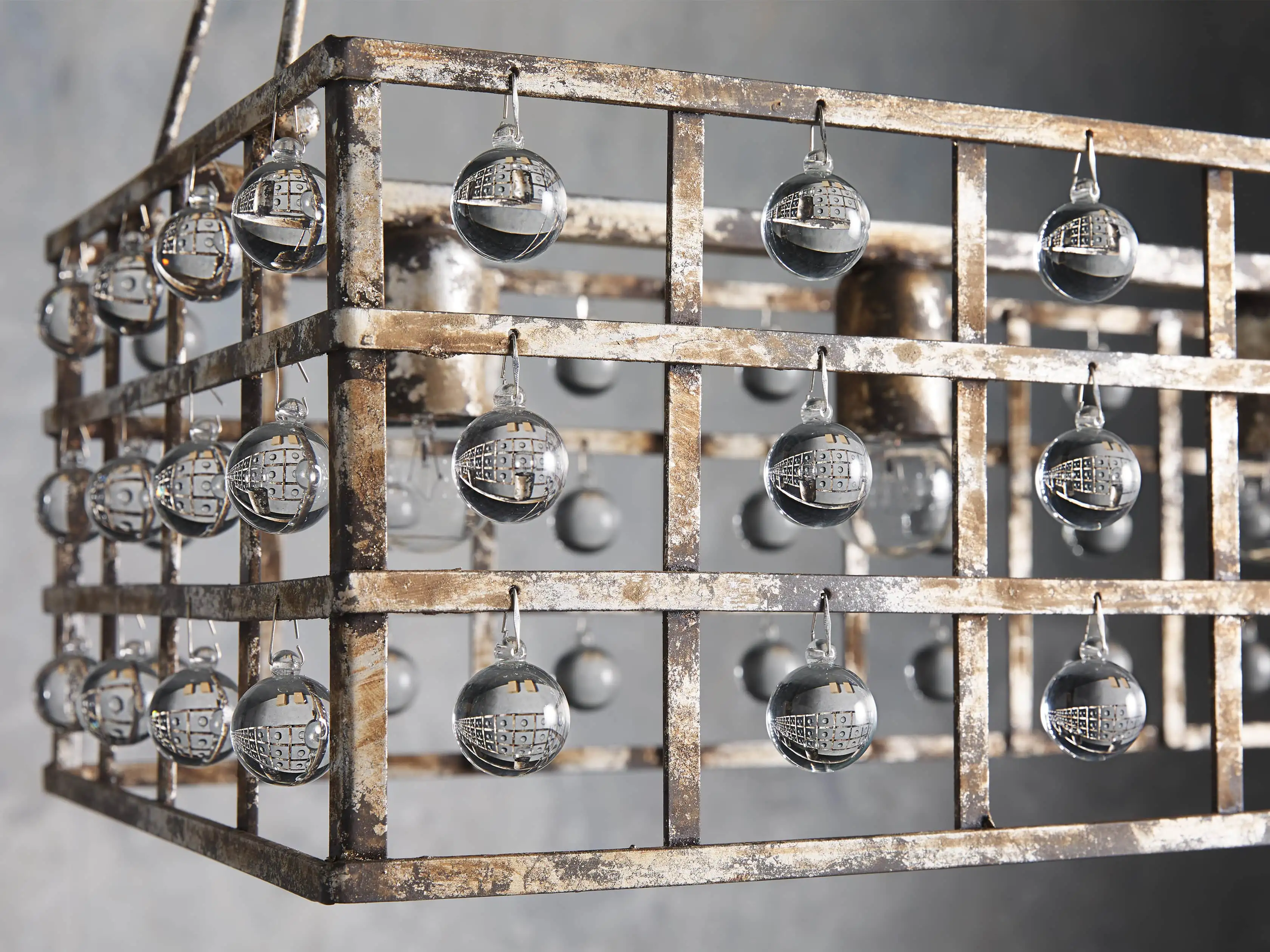 La Cage 50" Rectangular Chandelier in Silver - Image 3