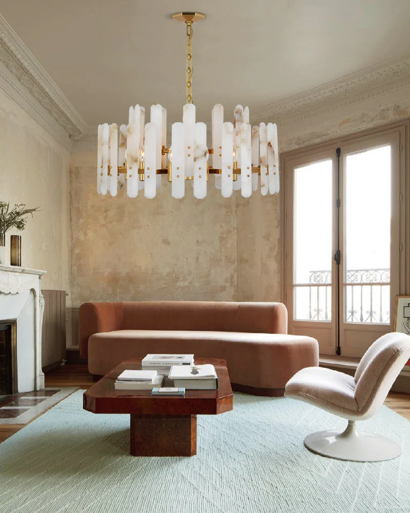 Large Alabaster Rectangular Chandelier Wide 40“ 45” with Chrome Frame for dining room - Image 12