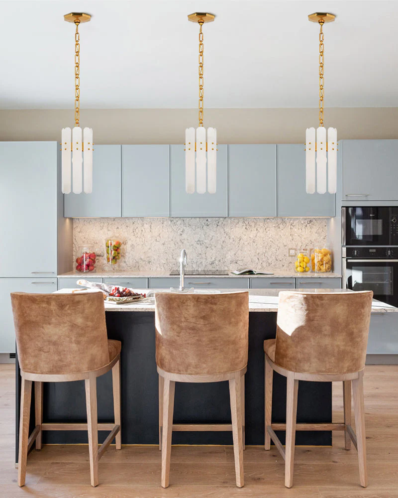 Large Alabaster Rectangular Chandelier Wide 40“ 45” with Chrome Frame for dining room - Image 22