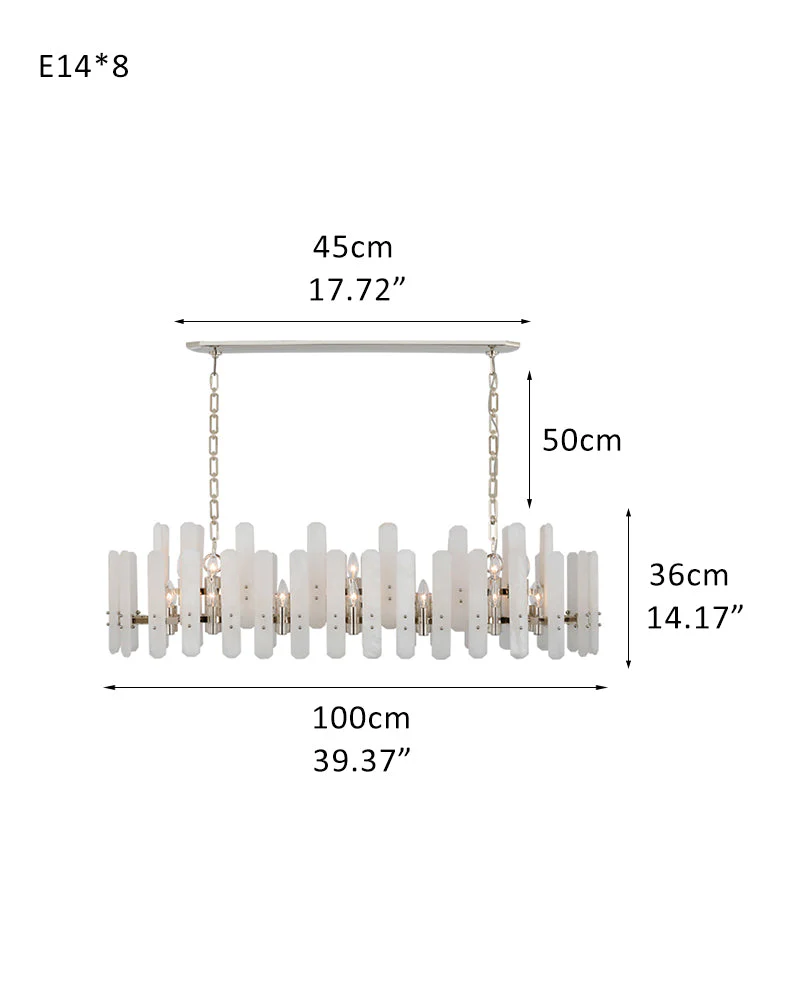 Large Alabaster Rectangular Chandelier Wide 40“ 45” with Chrome Frame for dining room - Image 29