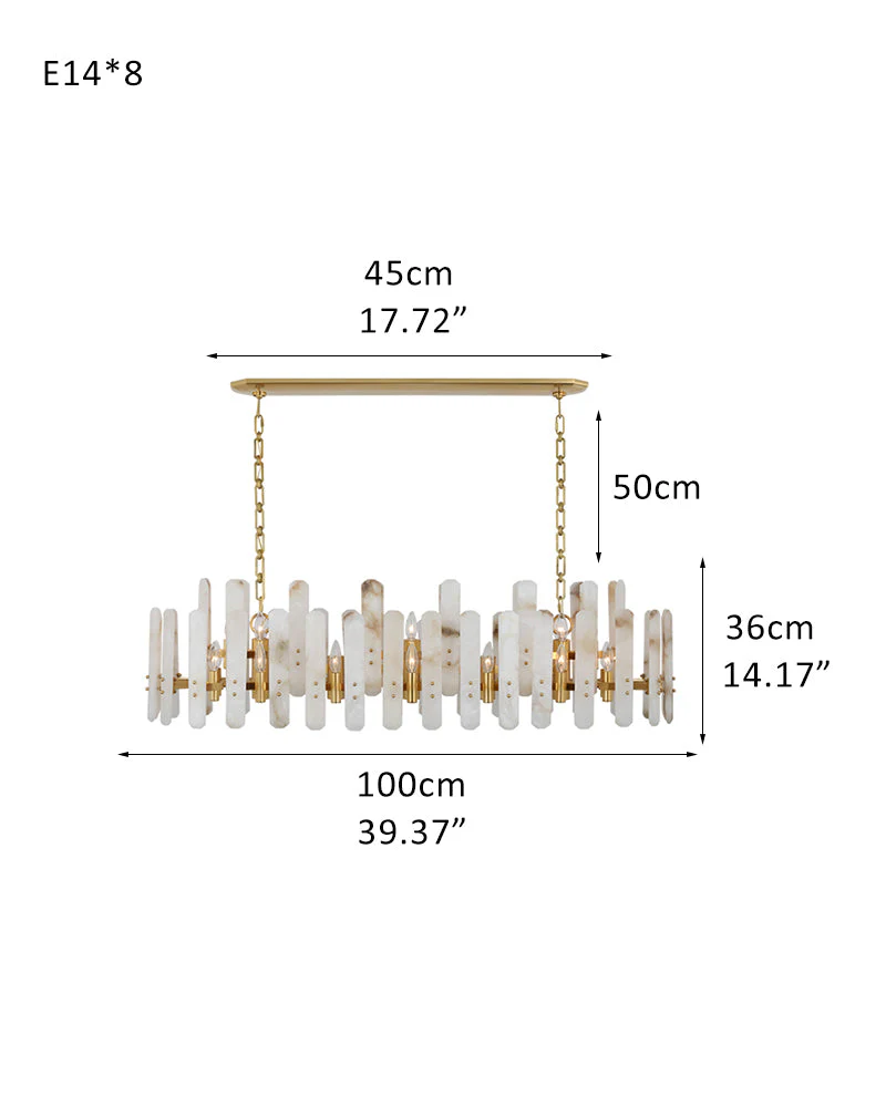 Large Alabaster Rectangular Chandelier Wide 40“ 45” with Chrome Frame for dining room - Image 36