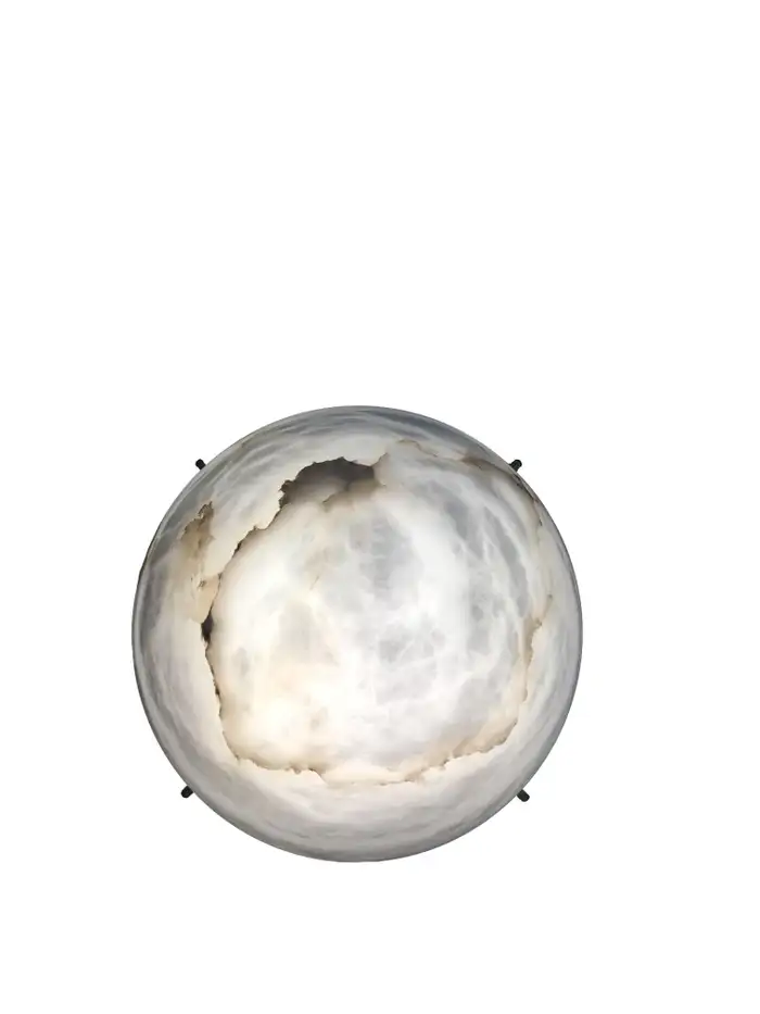 Large 'Moon 4' Alabaster Wall or Ceiling Lamp Flush Mount - Image 3