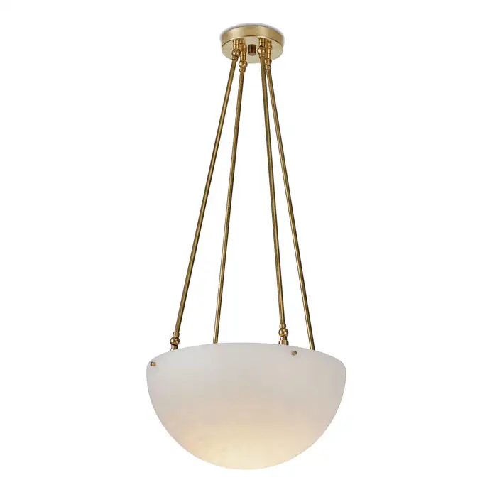 Large 'Moon' Alabaster and Brass Pendant Lamp by Denis de la Mesiere - Image 3