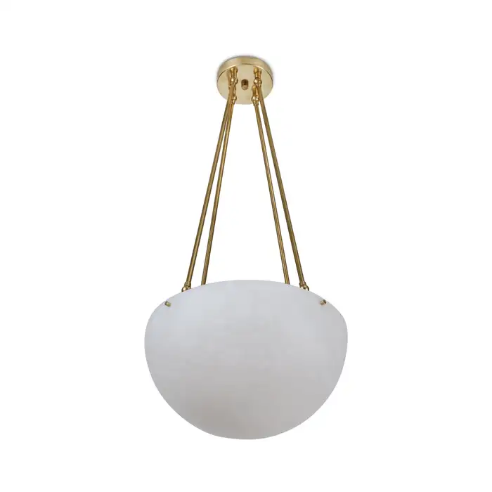 Large 'Moon' Alabaster and Brass Pendant Lamp by Denis de la Mesiere - Image 7