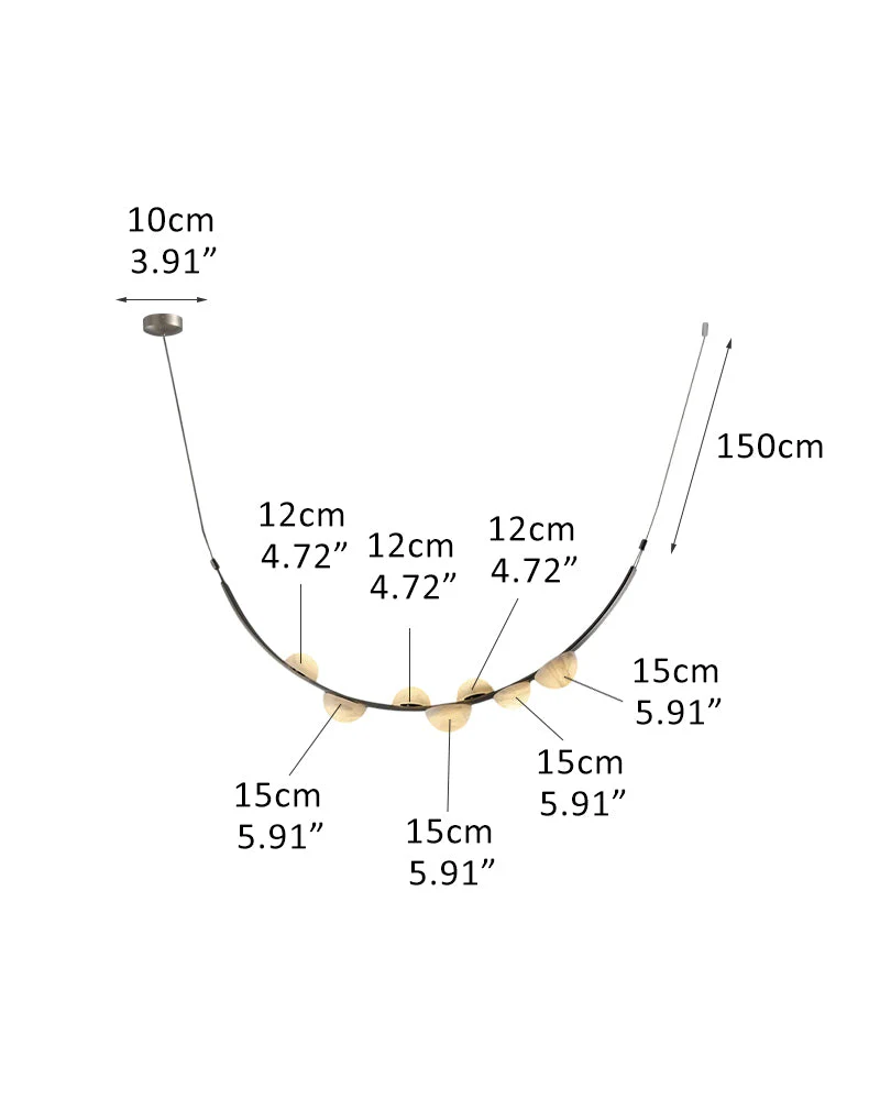 Leather pendant lamps with semicircular marble diffusers on a U-shaped strip metal base - Image 15