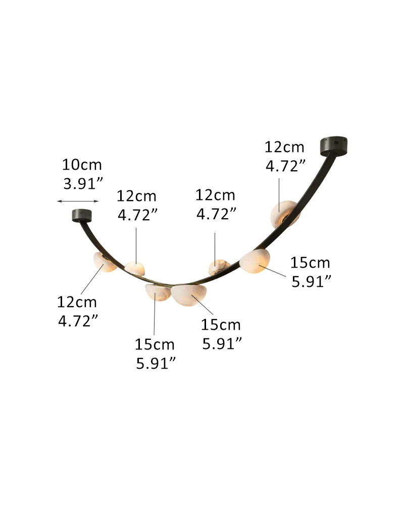 Leather pendant lamps with semicircular marble diffusers on a U-shaped strip metal base - Image 16