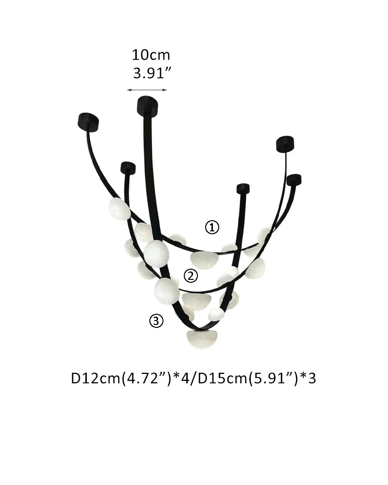 Leather pendant lamps with semicircular marble diffusers on a U-shaped strip metal base - Image 18