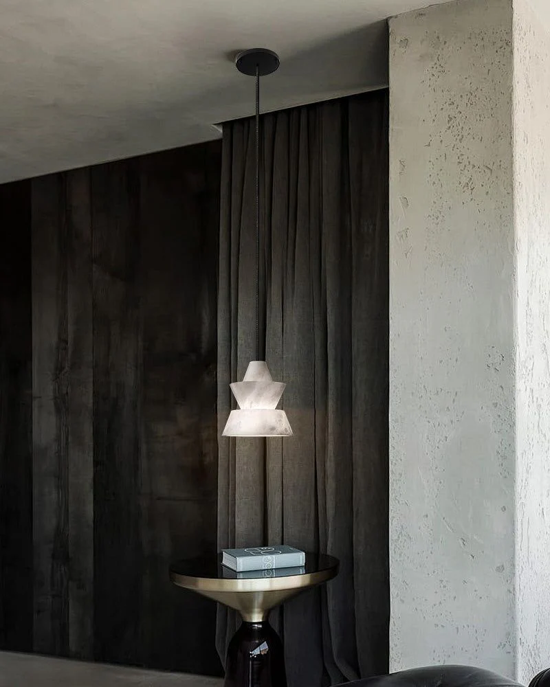 Brianna Alabaster Dining Table Pendant Modern Stacked Conical Pendant Light - Image 10