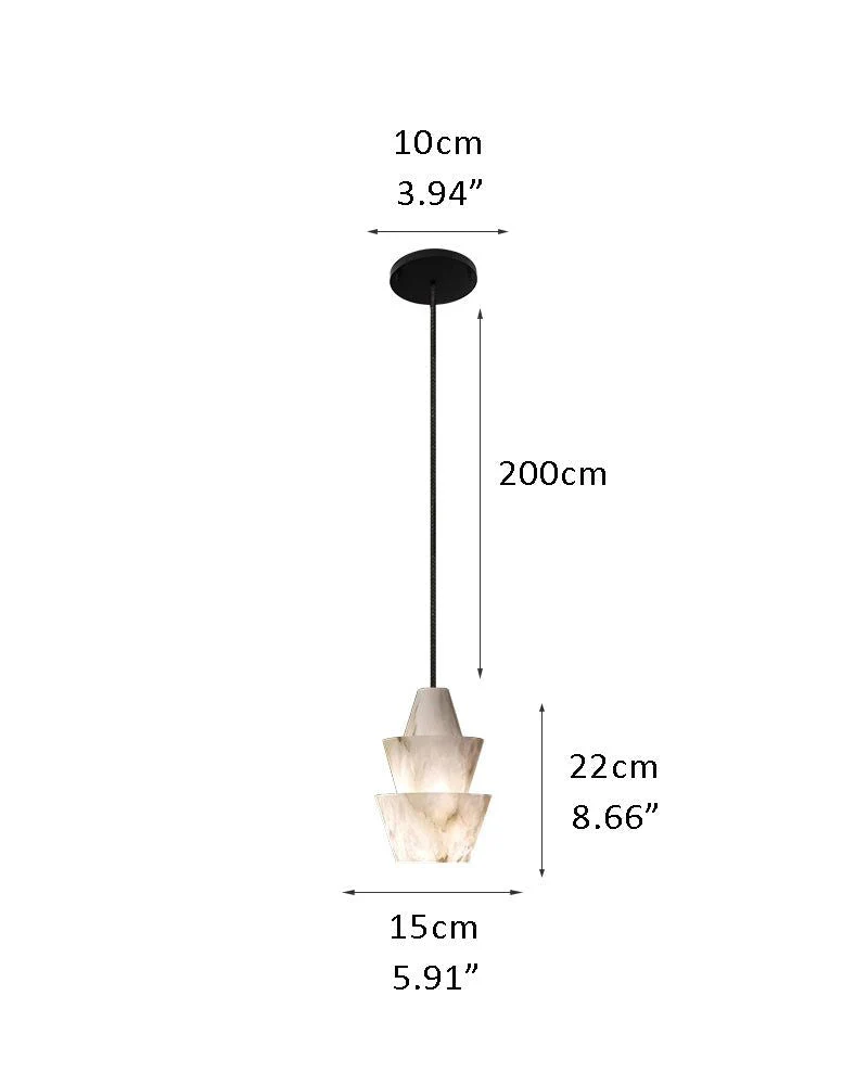 Brianna Alabaster Dining Table Pendant Modern Stacked Conical Pendant Light - Image 15