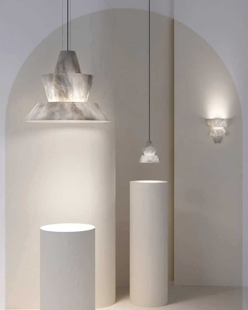 Brianna Alabaster Dining Table Pendant Modern Stacked Conical Pendant Light - Image 3